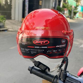 Mũ bảo hiểm nửa đầu trẻ em SRT siêu nhân đỏ kính càng từ 5-9 tuổi