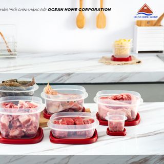 Bộ hộp nhựa Rubbermaid USA nắp đỏ (12 size khác nhau)-24PC ELF SET