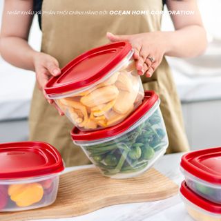 Bộ hộp nhựa Rubbermaid USA nắp đỏ (12 size khác nhau)-24PC ELF SET