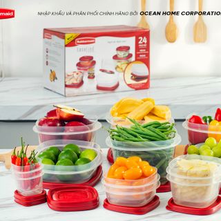Bộ hộp nhựa Rubbermaid USA nắp đỏ (12 size khác nhau)-24PC ELF SET