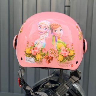 Mũ bảo hiểm nửa đầu trẻ em SRT có Kính càng tem elsa hồng từ 5-9 tuổi
