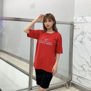 Sét bộ nữ ,đồ bộ lững ngố nữ thun coton sufa,áo phom rộng phối quần đen ,thời trang xuân hè BL12-ĐỎ