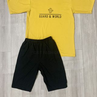 Sét bộ nữ ,đồ bộ lững ngố nữ thun coton sufa,áo phom rộng phối quần đen ,thời trang xuân hè BL 12- VÀNG