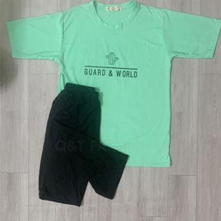 Sét bộ nữ ,đồ bộ lững ngố nữ thun coton sufa,áo phom rộng phối quần đen ,thời trang xuân hè BL12-XANH LÁ