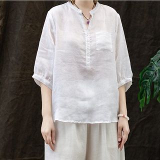 Áo sơ mi nữ dáng xuông chất đũi mát mịn phù hợp đi chơi đi làm A25