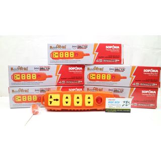 Ổ cắm điện lõi sứ chống cháy SOPOKA 4S - P6000W+2 siêu chịu tải 4 ổ