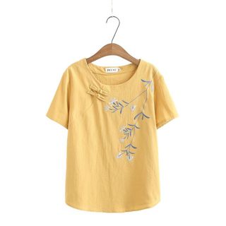 Áo kiểu nữ thêu họa tiết trang nhã - Chất đũi siêu mềm mịn (SP17)