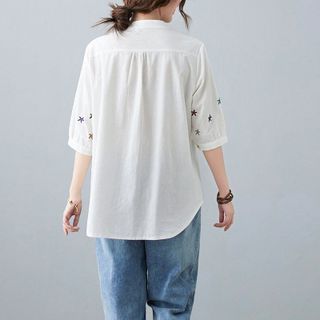 Áo đũi nũ cổ tàu sơ mi thêu sao biển - trẻ trung năng động (SP18)