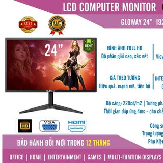 Màn hình LCD GLowy 24 inch - Mới 100% Full box - Bảo hành 2 năm (lỗi đổi mới năm đầu) giá sỉ