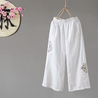 QUẦN ĐŨI ỐNG RỘNG THÊU HỌA TIẾT LẠ MẮT, SIÊU THOÁNG MÁT, SP5