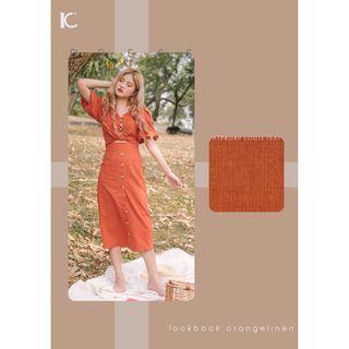 Vải linen look màu cam đất dễ thương cá tính 2022