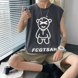 Áo thun ba lỗ in phản quang gấu form dưới 70kg