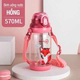 Bình uống nước cho bé có ống hút và dây đeo Maxhome