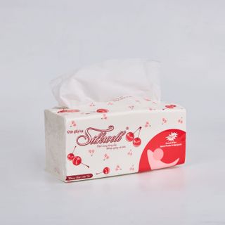 Giấy ăn Silkwell Cherry đỏ 280 tờ cao cấp