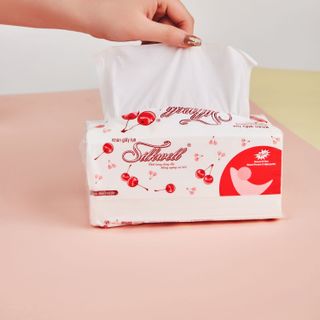 Giấy ăn Silkwell Cherry đỏ 280 tờ cao cấp