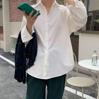 Áo sơ mi form rộng unisex tay dài nam nữ phong cách trẻ trung vải lụa mềm mịn mát ít nhăn