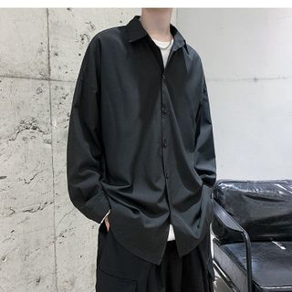 Áo sơ mi form rộng unisex tay dài nam nữ phong cách trẻ trung vải lụa mềm mịn mát ít nhăn