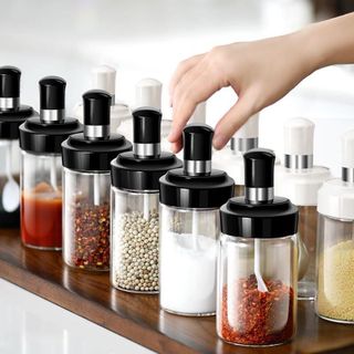 Hũ đựng gia vị thuỷ tinh Hũ gia vị kèm muỗng Lọ đựng gia vị 250ml
