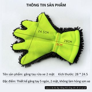 Găng tay rửa xe san hô xỏ 5 ngón RX34, bao tay lau xe mặt san hô dầy, mềm mịn, siêu thấm hút, không trầy sơn xe, có thun co dãn không bị tuột, vệ sinh xe hơi, xe máy