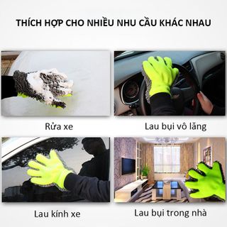Găng tay rửa xe san hô xỏ 5 ngón RX34, bao tay lau xe mặt san hô dầy, mềm mịn, siêu thấm hút, không trầy sơn xe, có thun co dãn không bị tuột, vệ sinh xe hơi, xe máy