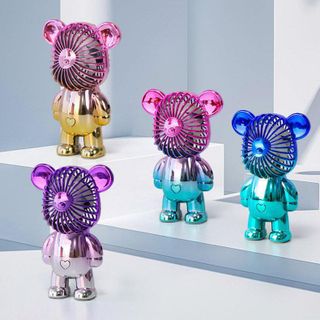 Quạt mini tích điện cầm tay hình gấu Bearbrick siêu dễ thương có cổng sạc USB