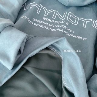 Áo hoodie màu xanh logo in nón 2 lớp form 70kg