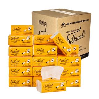 Giấy ăn gấu trúc thùng 30 gói Silkwell, giấy gấu trúc siêu dai không mủn không bụi giấy