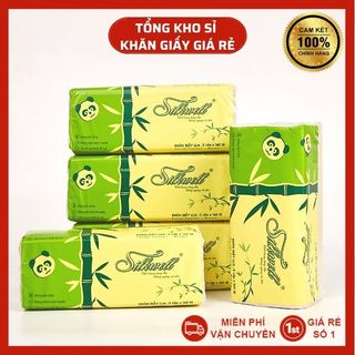 Combo 10 gói giấy ăn gấu trúc khổ Lớn Silkwell 3 lớp than tre chính hãng giá sỉ