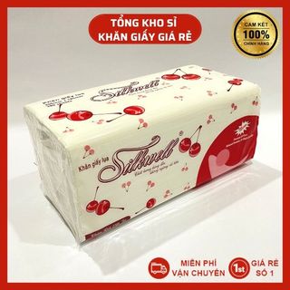 Giấy ăn gấu trúc Silkwell rút lụa chính hãng, khăn giấy rút lụa Cherry siêu mềm mịn không tẩy trắng giá sỉ