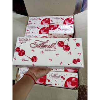 Giấy ăn gấu trúc Silkwell rút lụa chính hãng, khăn giấy rút lụa Cherry siêu mềm mịn không tẩy trắng