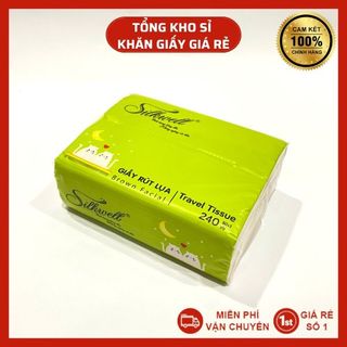 Giấy ăn gấu trúc Silkwell 300 tờ 3 lớp du lịch tiện dụng, khăn giấy gấu trúc không tẩy trắng giá sỉ