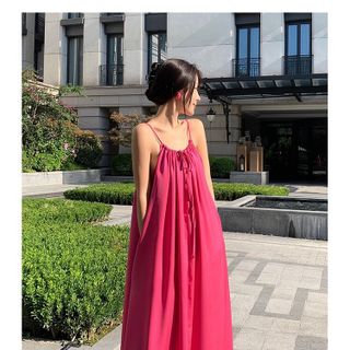 ĐẦM MAXI HỒNG 2 DÂY - DT1617