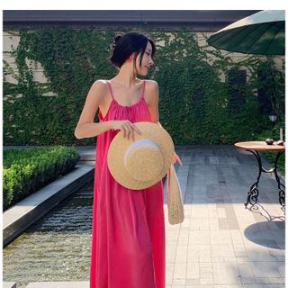 ĐẦM MAXI HỒNG 2 DÂY - DT1617