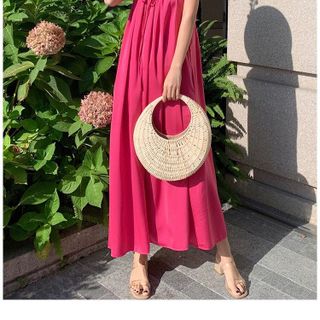 ĐẦM MAXI HỒNG 2 DÂY - DT1617