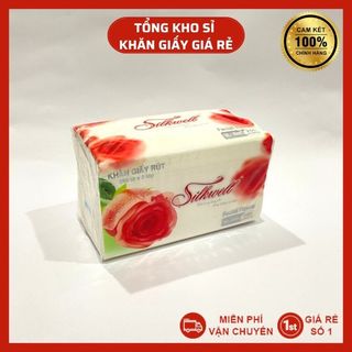 Giấy ăn Silkwell hoa hồng 260 tờ khổ 150, khăn giấy rút lụa siêu mềm mịn, không tẩy trắng hàng chính hãng giá sỉ