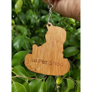 Móc khóa chó mèo cute bằng gỗ tre tự nhiên