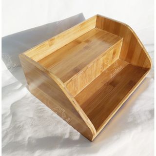 Kệ gia vị 2 tầng bậc thang bằng gỗ tre ghép thanh