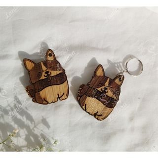 Móc khóa, cúc áo hình động vật cute bằng gỗ tre tự nhiên giá sỉ