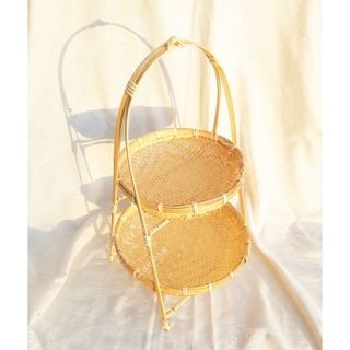 Kệ mẹt tre tròn nhiều tầng dùng trong nhà bếp loại lớn, hàng xuất khẩu