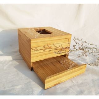 Hộp khăn giấy bằng gỗ tre tự nhiên 2 kích thước