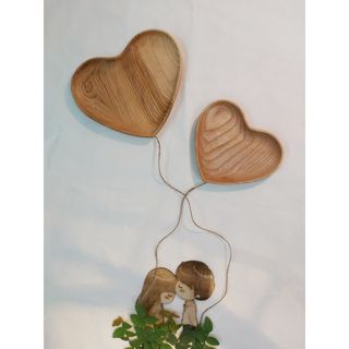 Khay trái tim bằng gỗ tần bì nguyên khối không sơn, hàng Việt Nam sản xuất giá sỉ