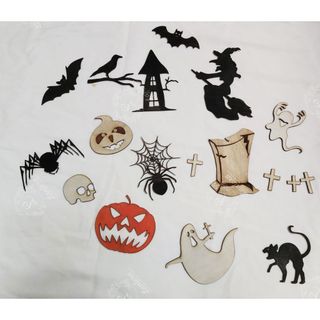 Bộ sticker gỗ trang trí tường chủ đề halloween 19 chi tiết giá sỉ
