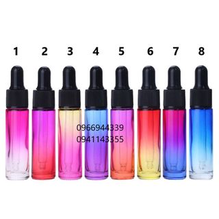 Chai bóp giọt thủy tinh gradient 7 màu 10ml xinh xắn chiết tinh dầu serum mỹ phẩm dưỡng da làm đẹp giá sỉ