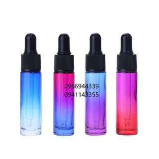 Chai bóp giọt thủy tinh gradient 7 màu 10ml xinh xắn chiết tinh dầu serum mỹ phẩm dưỡng da làm đẹp