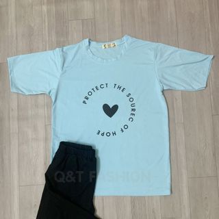 Sét bộ nữ ,đồ bộ lững ngố nữ thun coton sufa,áo phom rộng phối quần đen ,thời trang xuân hè BL13-XANH LAM