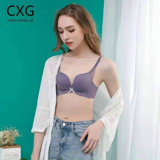 Áo lót nữ su đúc CXG không gọng nâng ngực phối ren A16 – Áo lót su non đệm bàn tay nâng đẩy ngực – Áo ngực không gọng đệm mềm mịn