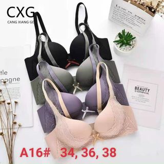 Áo lót nữ su đúc CXG không gọng nâng ngực phối ren A16 – Áo lót su non đệm bàn tay nâng đẩy ngực – Áo ngực không gọng đệm mềm mịn