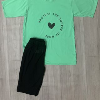 Sét bộ nữ ,đồ bộ lững ngố nữ thun coton sufa,áo phom rộng phối quần đen ,thời trang xuân hè BL13-XANH LÁ