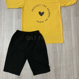 Sét bộ nữ ,đồ bộ lững ngố nữ thun coton sufa,áo phom rộng phối quần đen ,thời trang xuân hè BL13-VÀNG