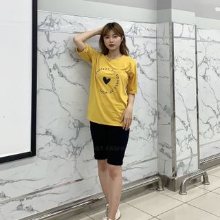 Sét bộ nữ ,đồ bộ lững ngố nữ thun coton sufa,áo phom rộng phối quần đen ,thời trang xuân hè BL13-VÀNG